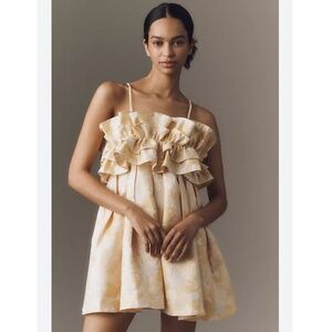 Brand New Aureta Strapless Drama Ruffle Mini